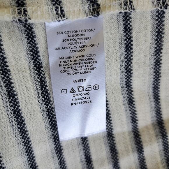 LOFT Navy Stripe Soft Jacket Blazer Size XL Peplum Open Front - Picture 9 of 9